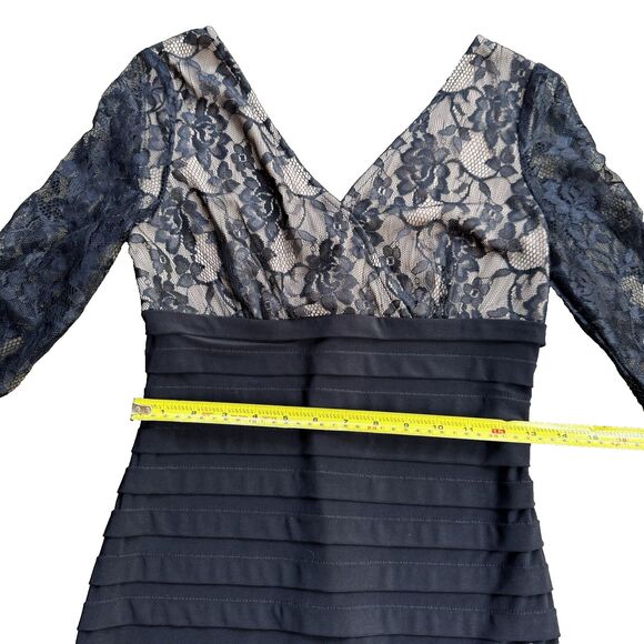 Adrianna Papell L41315 Women's Black Lace Bodice Banded Sheath Dress Size 4P - Picture 12 of 15